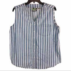 Vintage 1980s Denim Striped Sleeveless Top